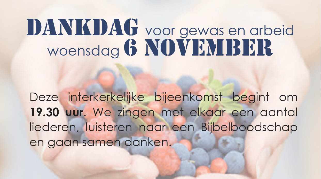 Samen vieren we dankdag op 6 november - Lichtbaken Hoorn